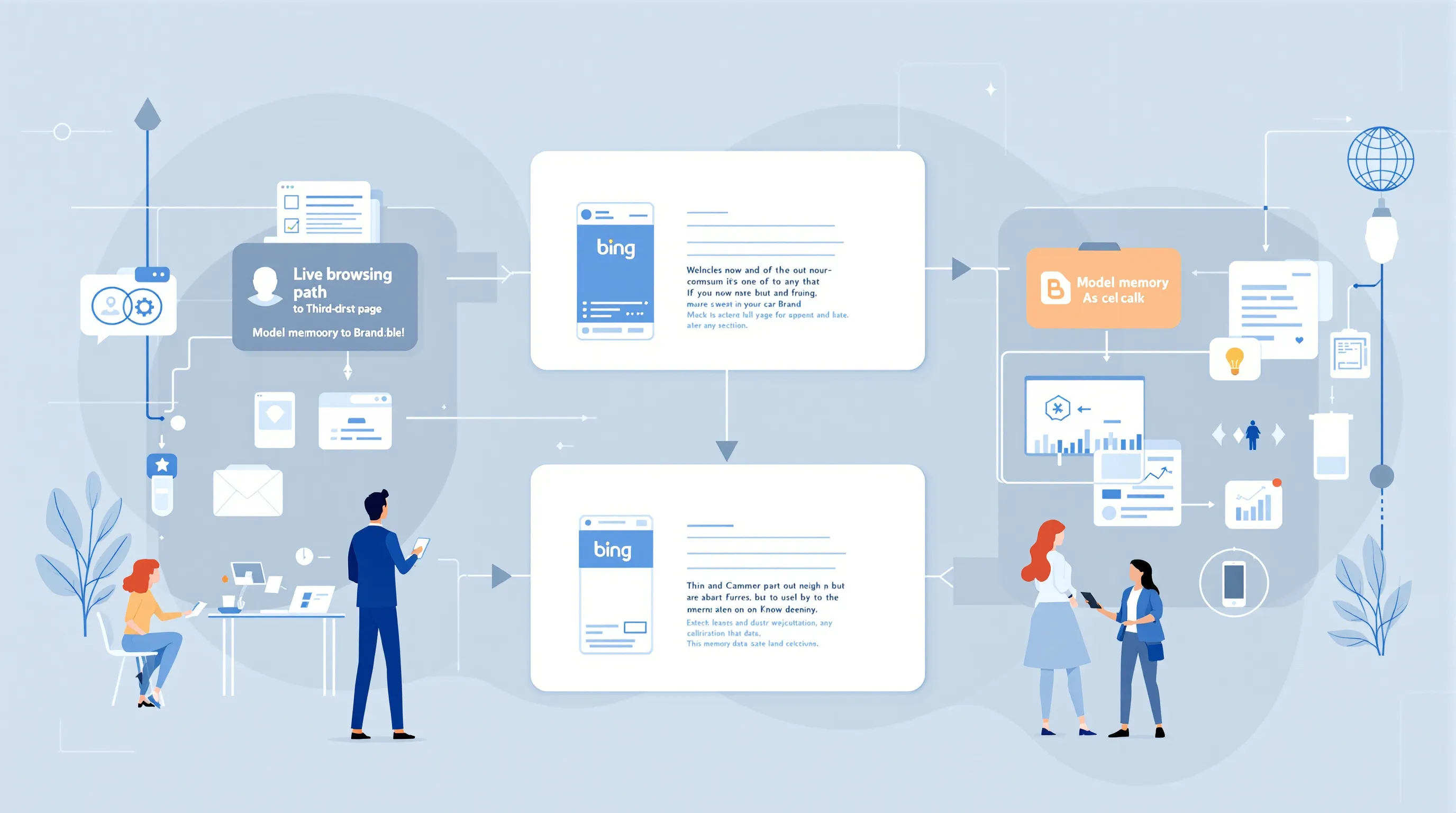 Flowchart comparing the live-browsing path and the model-memory path for ChatGPT brand citations
