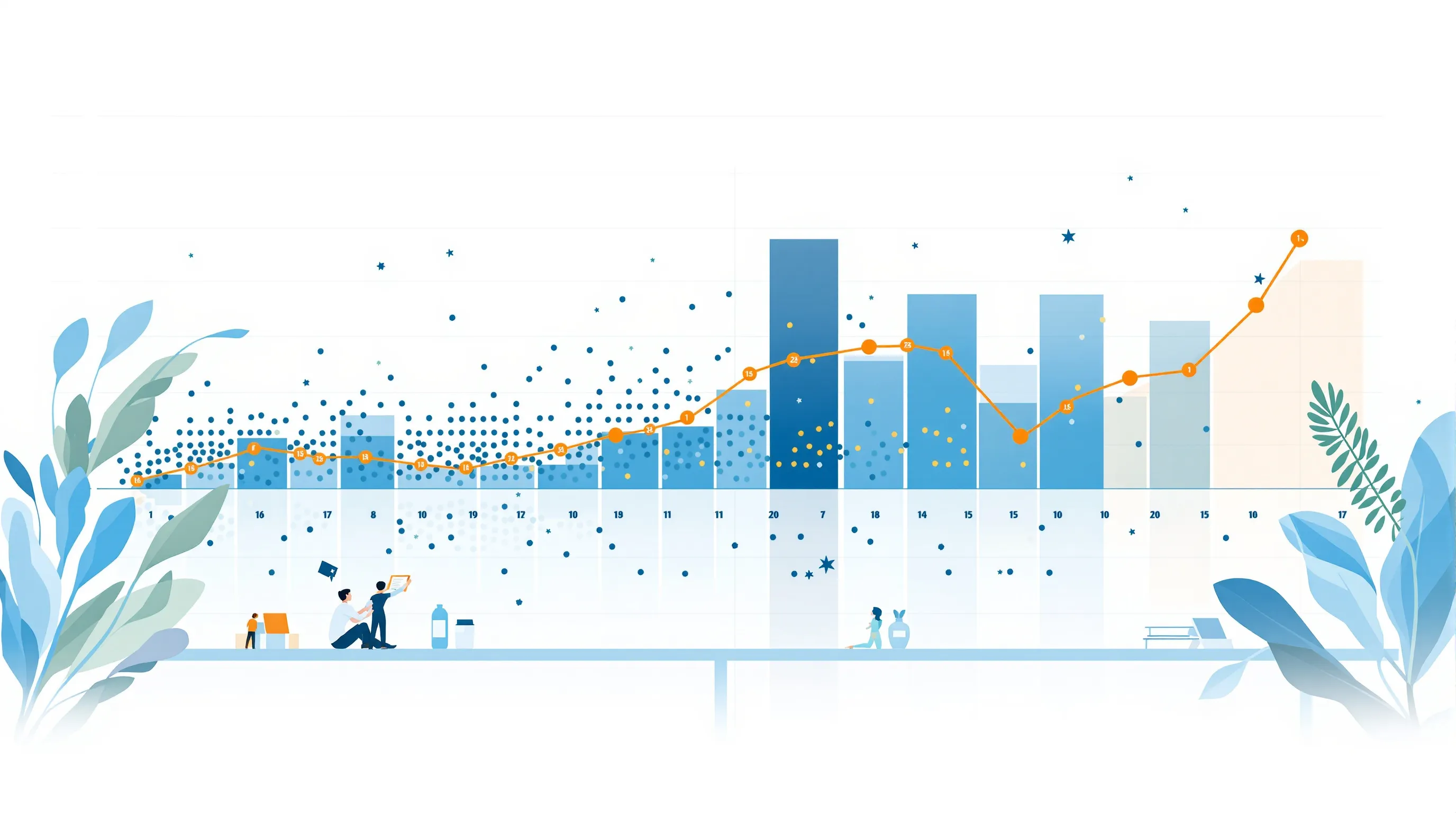 Clean visual concept visualization comparing two measurement cadences on a horizontal timeline: a dense daily tracking line with many citation-change markers vs a sparse weekly sampling line that misses most events